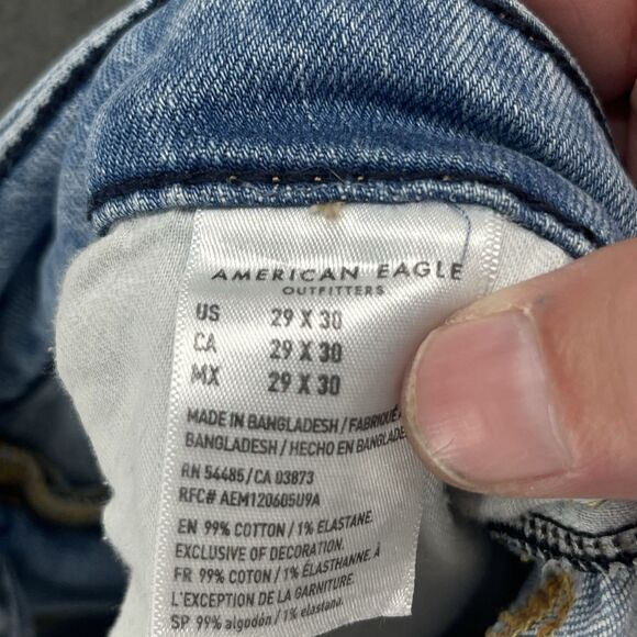 American Eagle Men's 29x30‎ Light Wash Athletic Fit Airflex+ Blue Denim Jeans - Picture 7 of 8